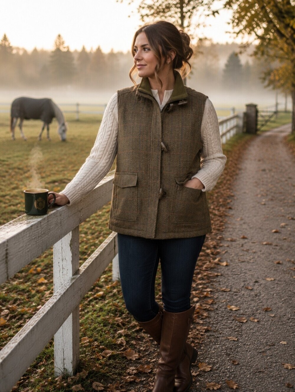 Yerse Barcelona Wool Blend Herringbone Toggle Vest XXL Olive Country Heritage